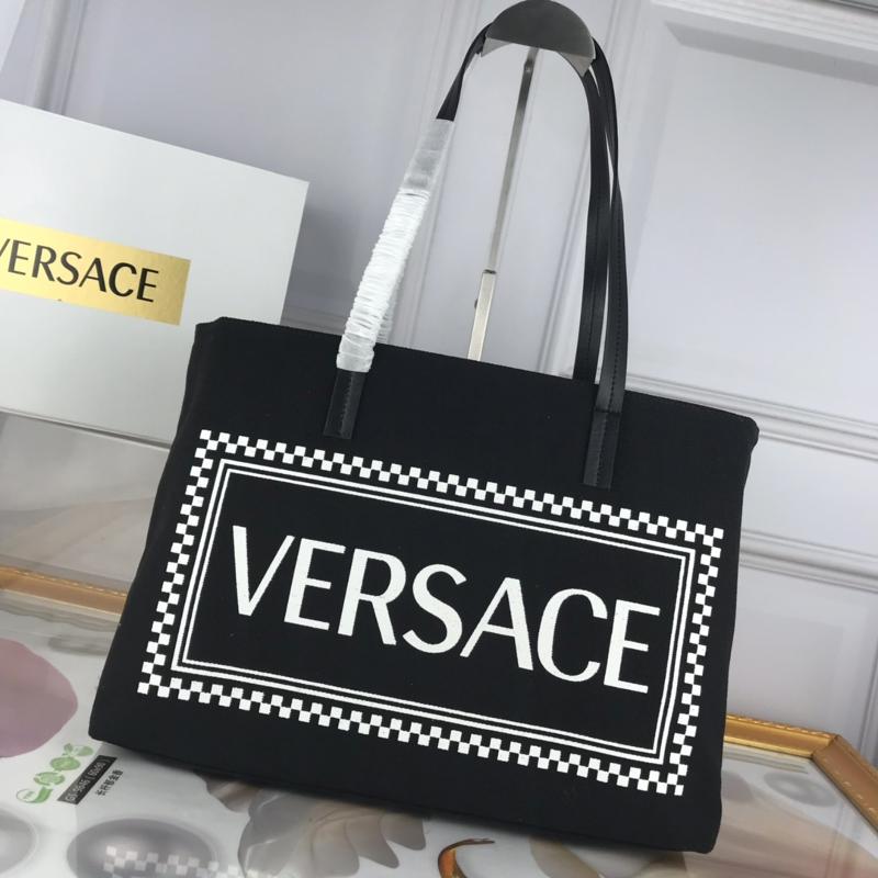 Versace Chain Handbags DBFG483 fabric tote bag black